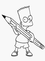 coloriage bart simpson tient un grand crayon